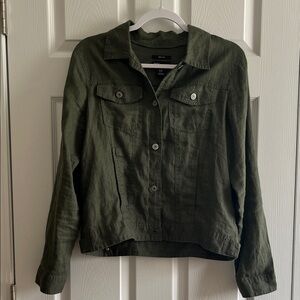 100% Linen Olive Green Jones New York Women's Jacket. New without Tags